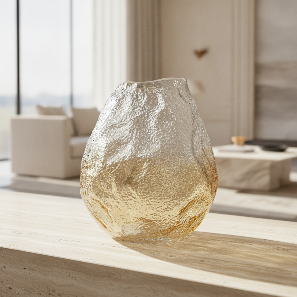 Textured Amber Glass Vase