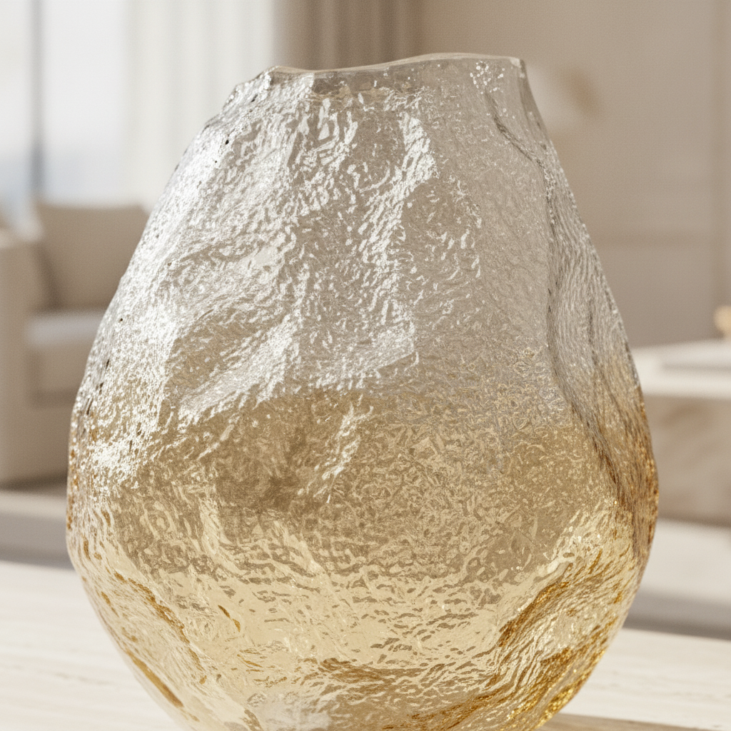 Textured Amber Glass Vase