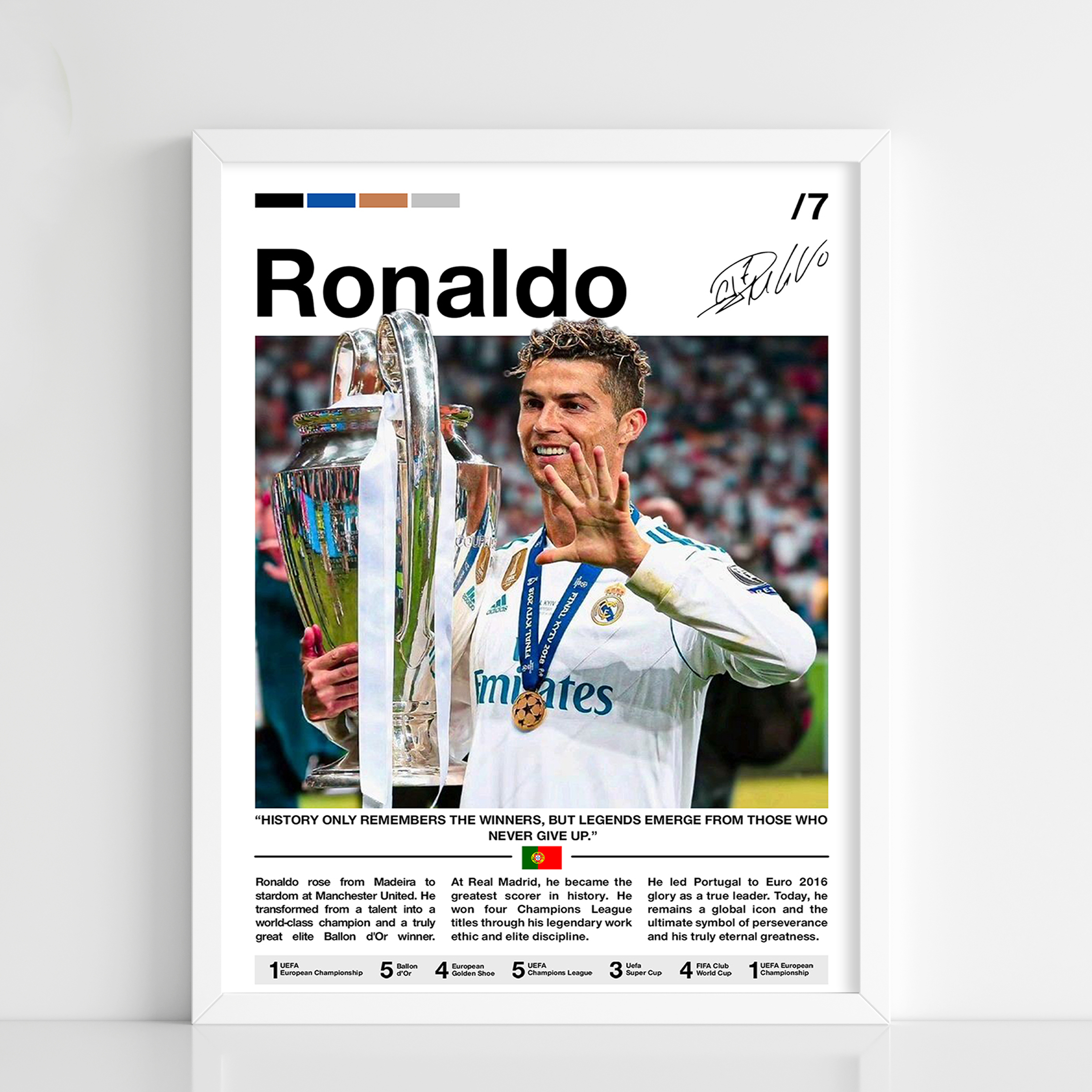 Ronaldo No.7 Sports Poster Frame