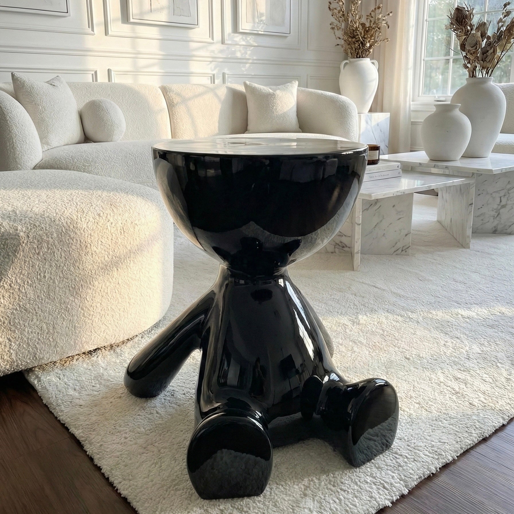 Noir half head side table