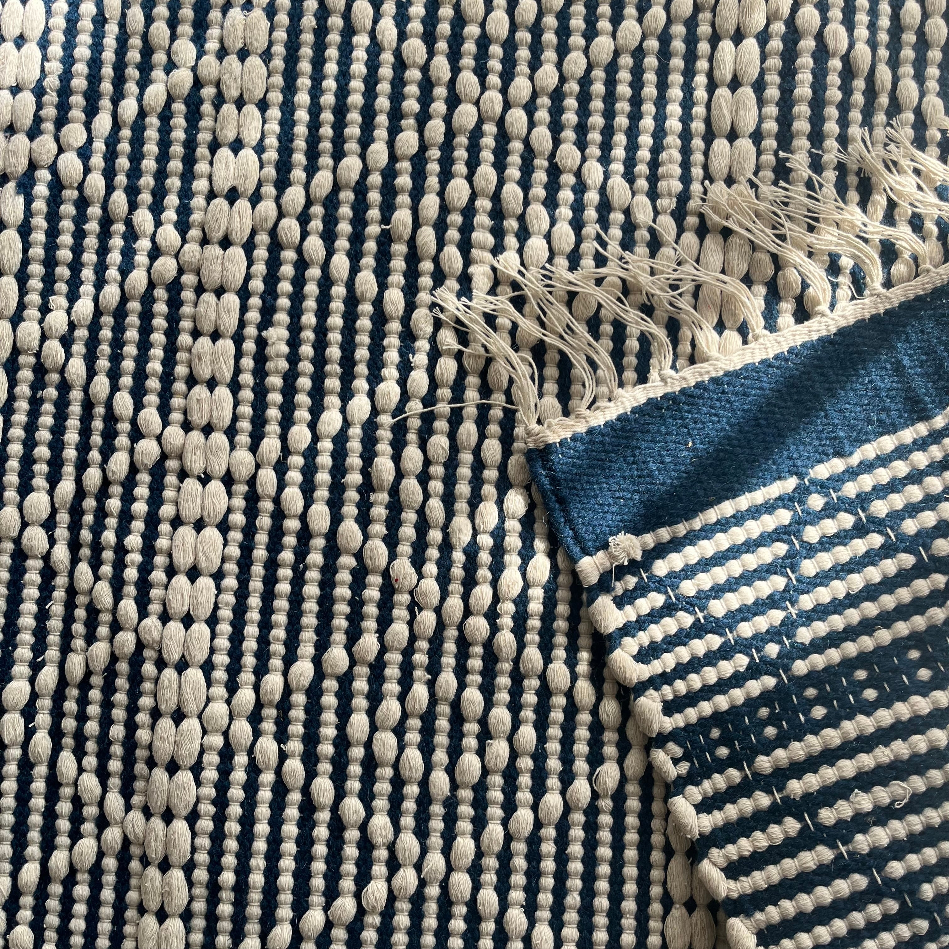 Indigo Heritage Cotton Kilim - Figi Home