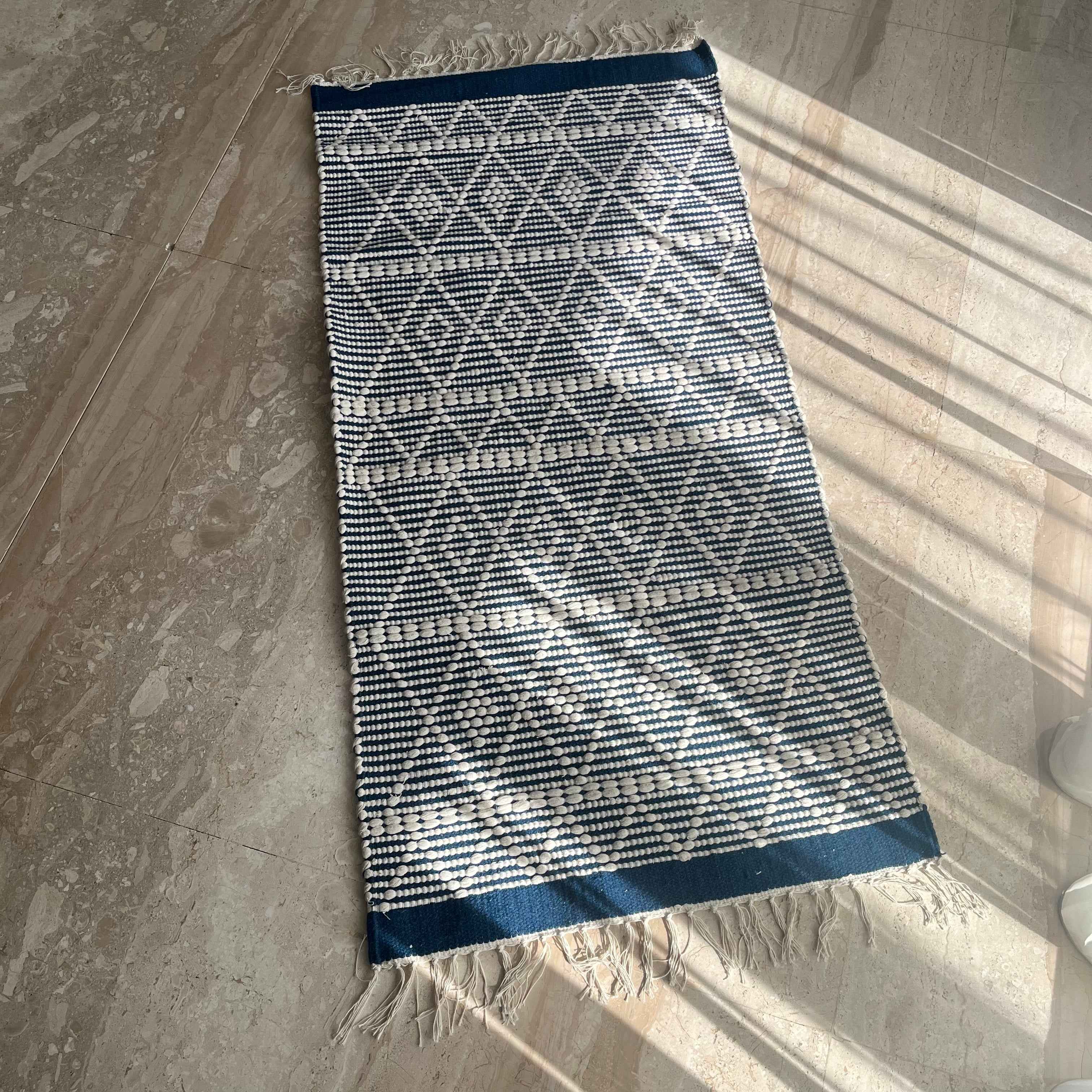 Indigo Heritage Cotton Kilim - Figi Home