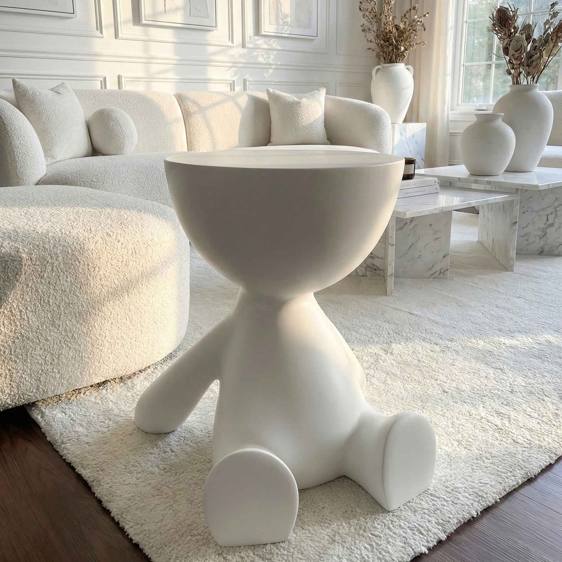 White half head side table