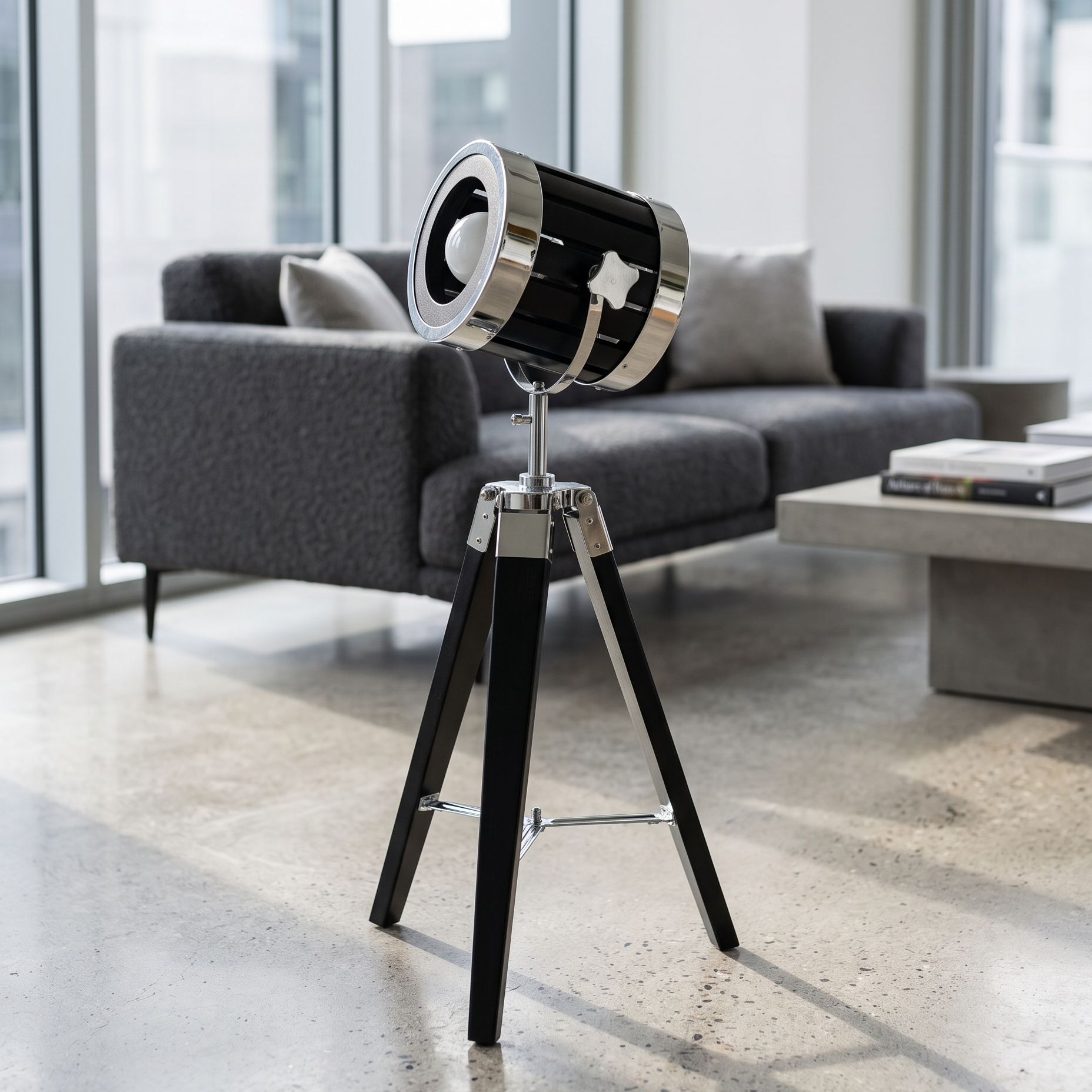 Black Studio Spotlight Floor Lamp