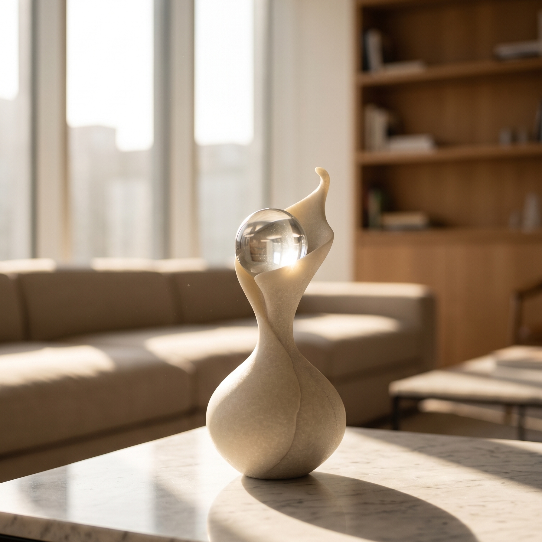 Marble Swirl Orb Sculpture