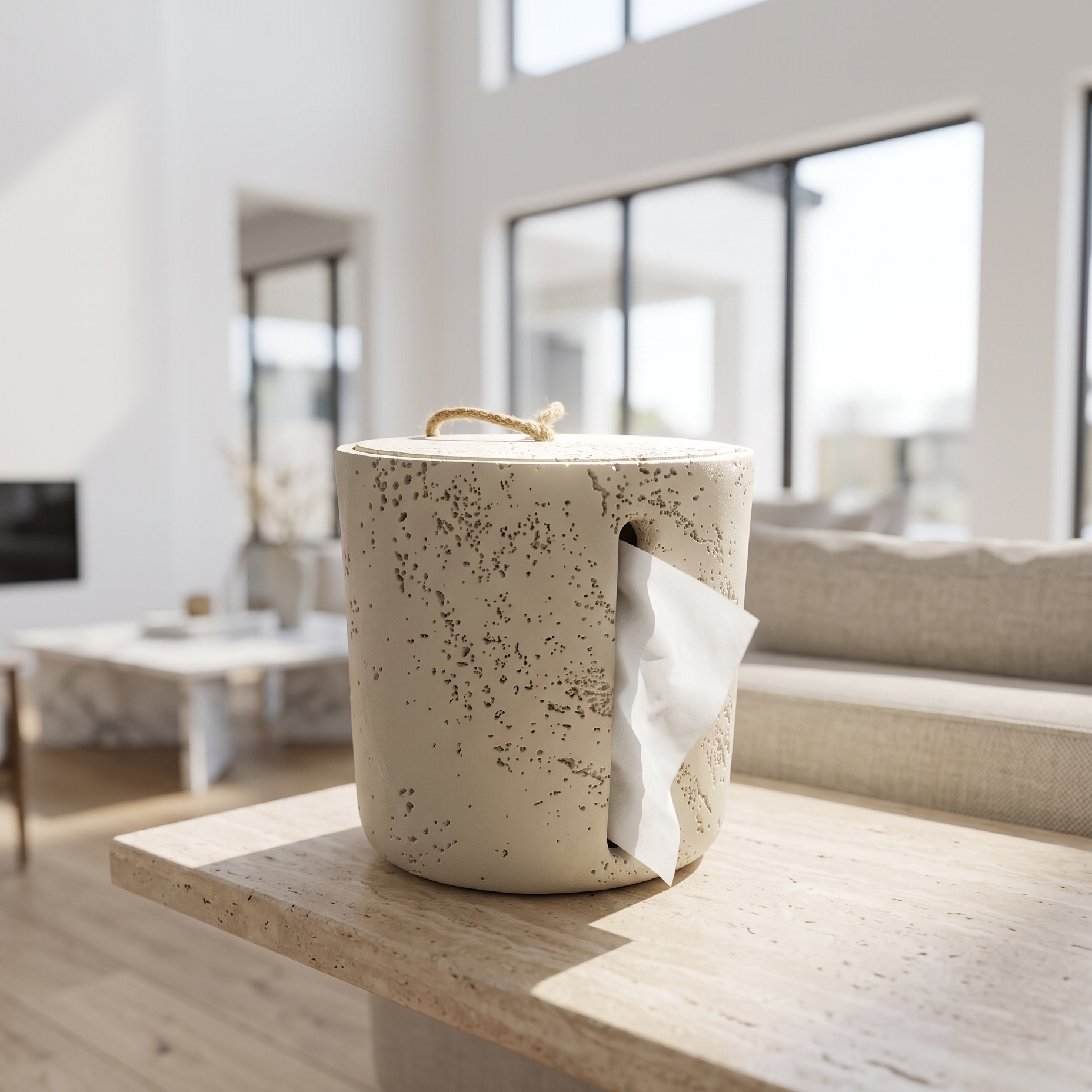 Minimalist Textured Cylinder Tissue Box