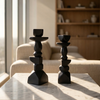 Stacked Geo Candle Holder Set