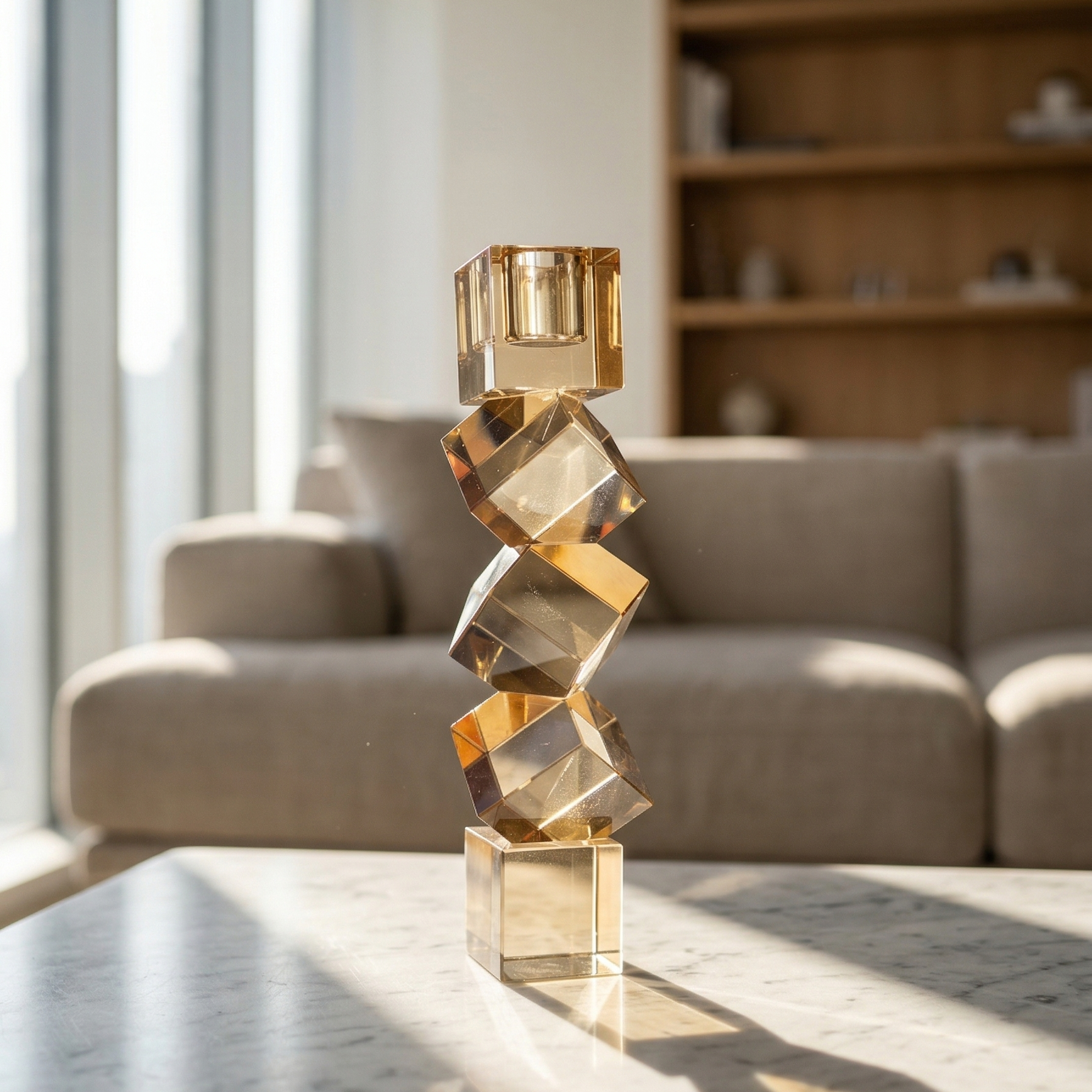 Faceted Crystal Candle Holder