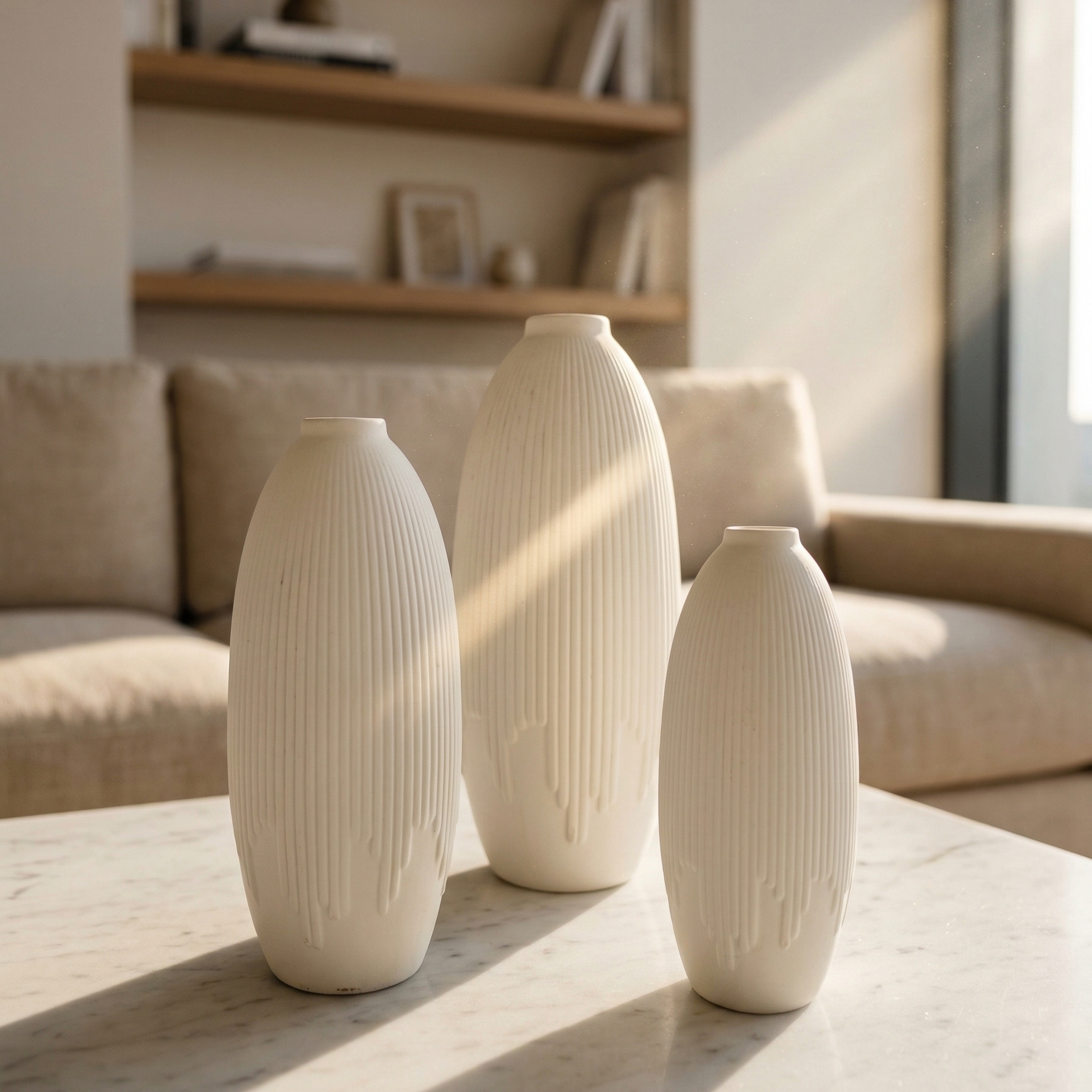 Ribbed Drip Vase Set