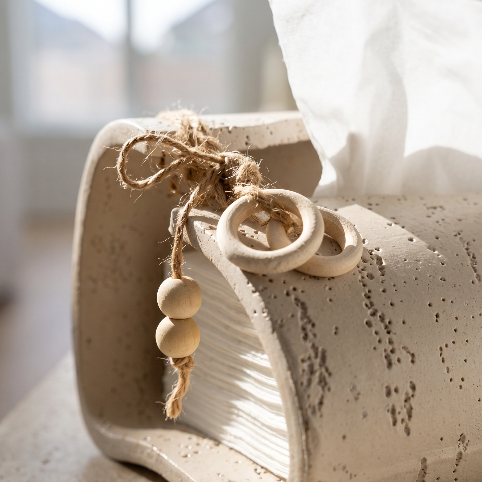 Modern Textured Scroll Tissue Holder