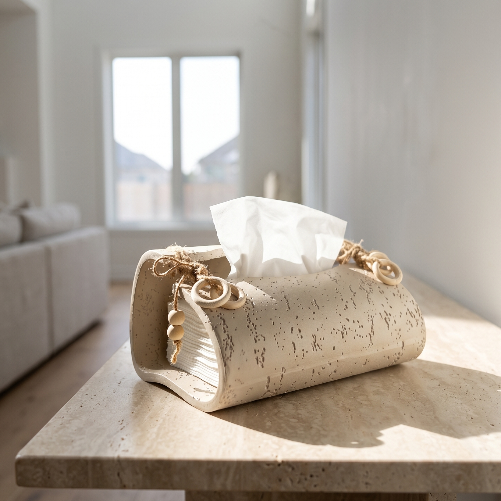 Modern Textured Scroll Tissue Holder