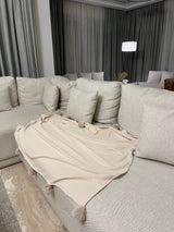 Pom-Pom Ribbed Throw Blanket - Figi Home