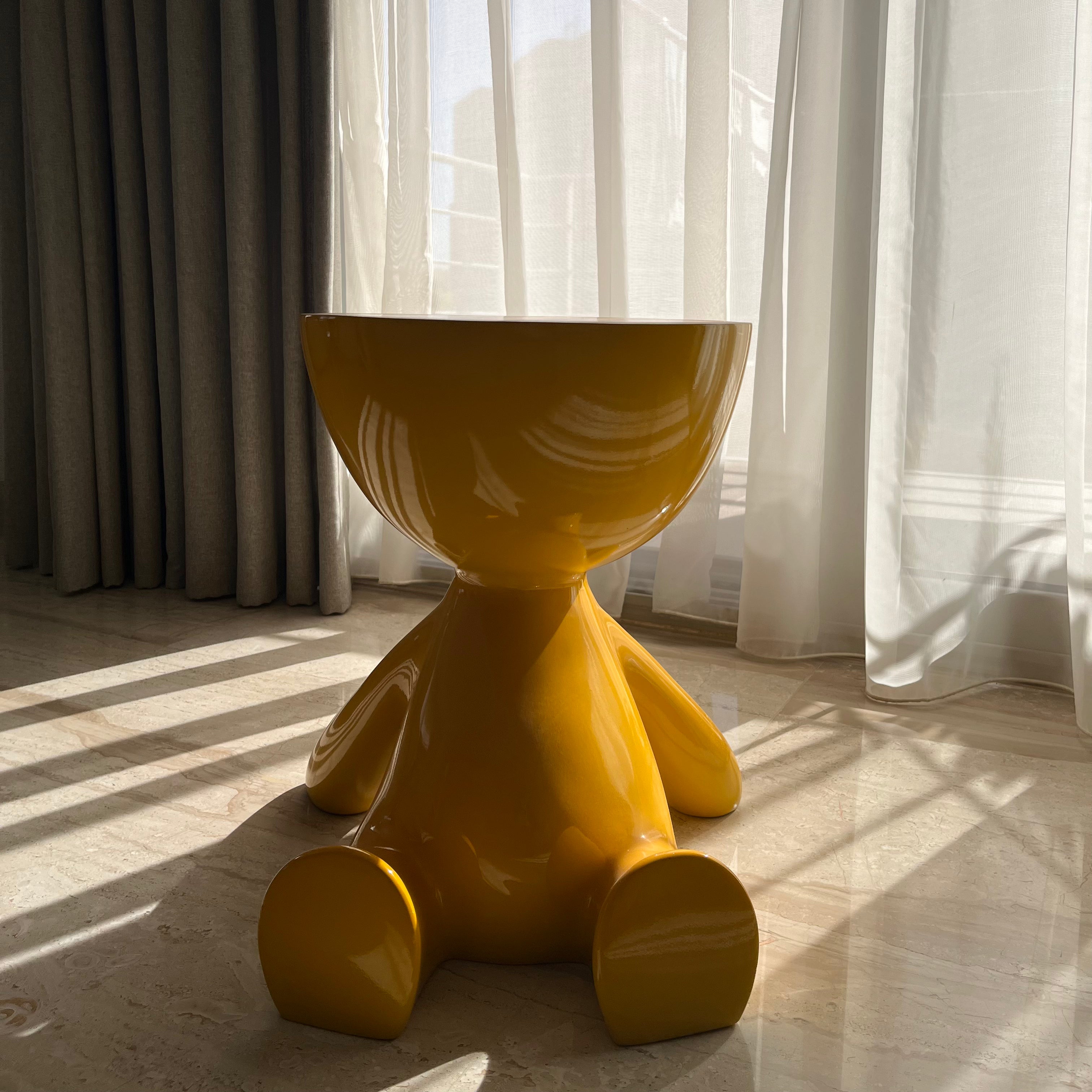 Yellow half head side table - Figi Home