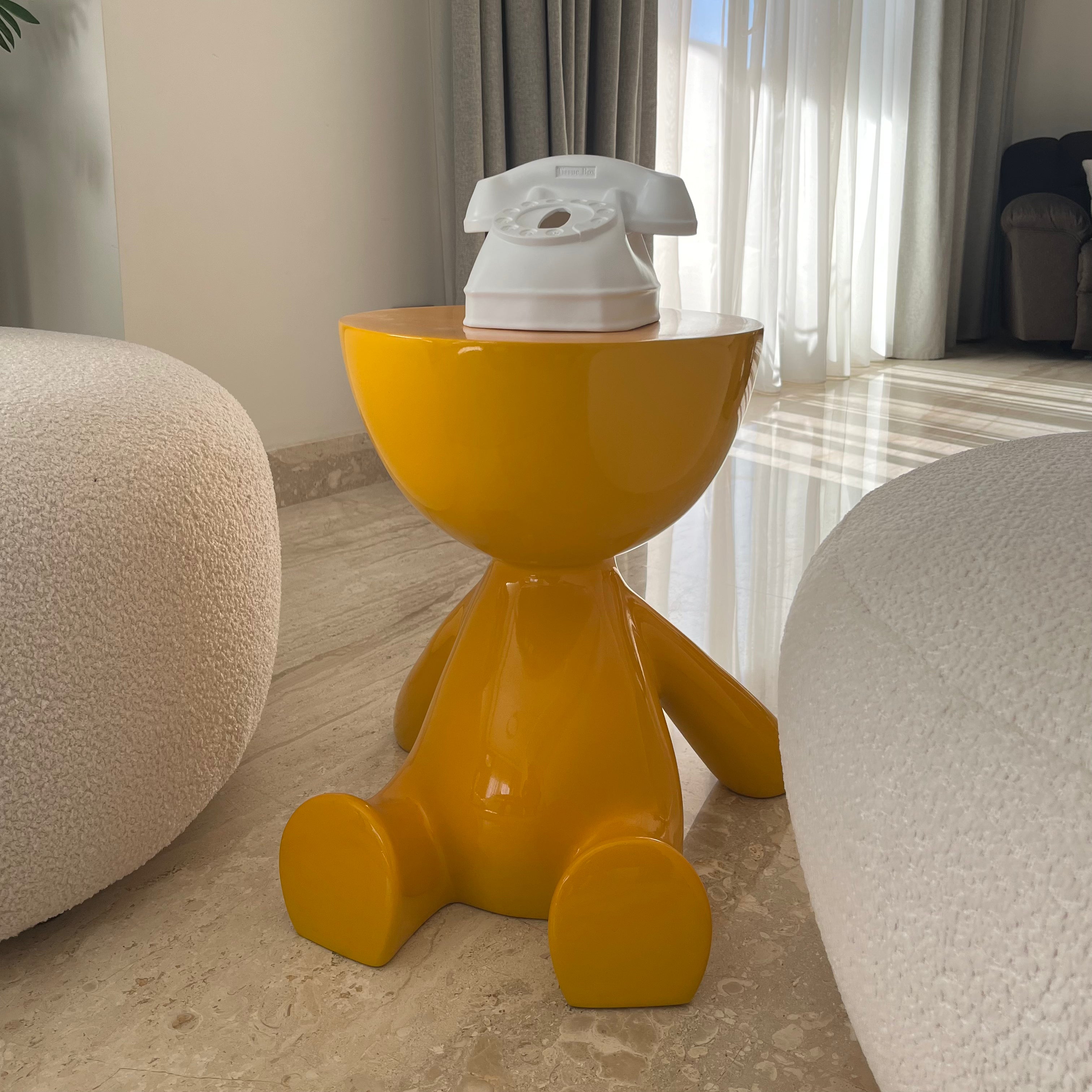 Yellow half head side table - Figi Home