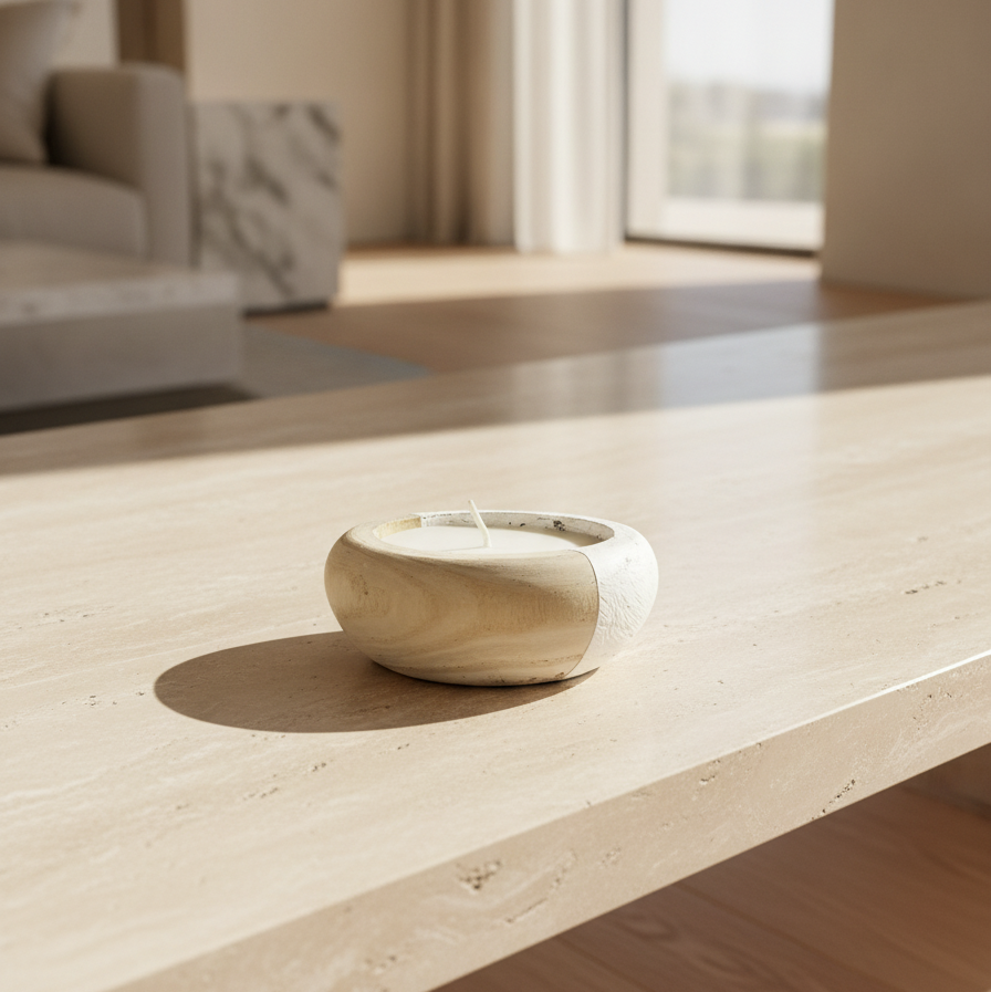 Two-Tone Wood Decorative Candle