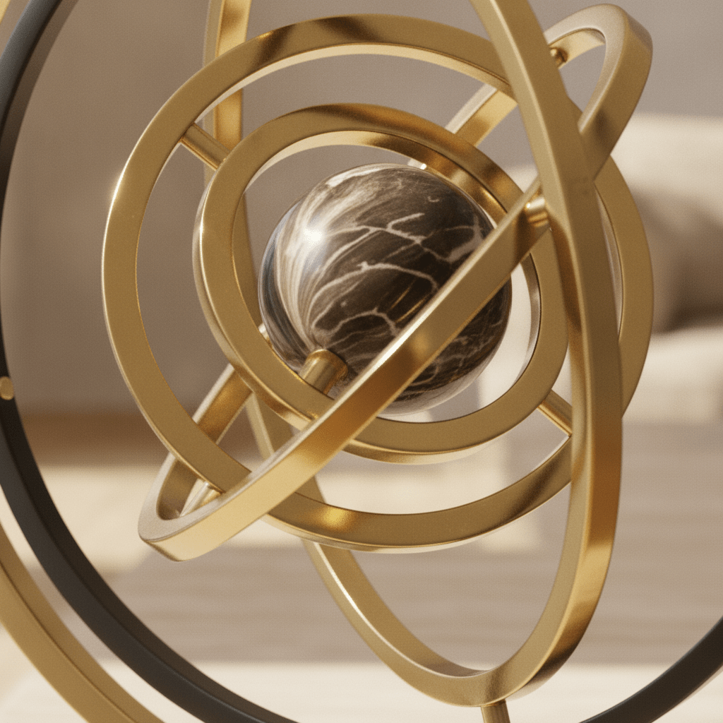 Abstract Gold Sphere Sculpture - Figi Home
