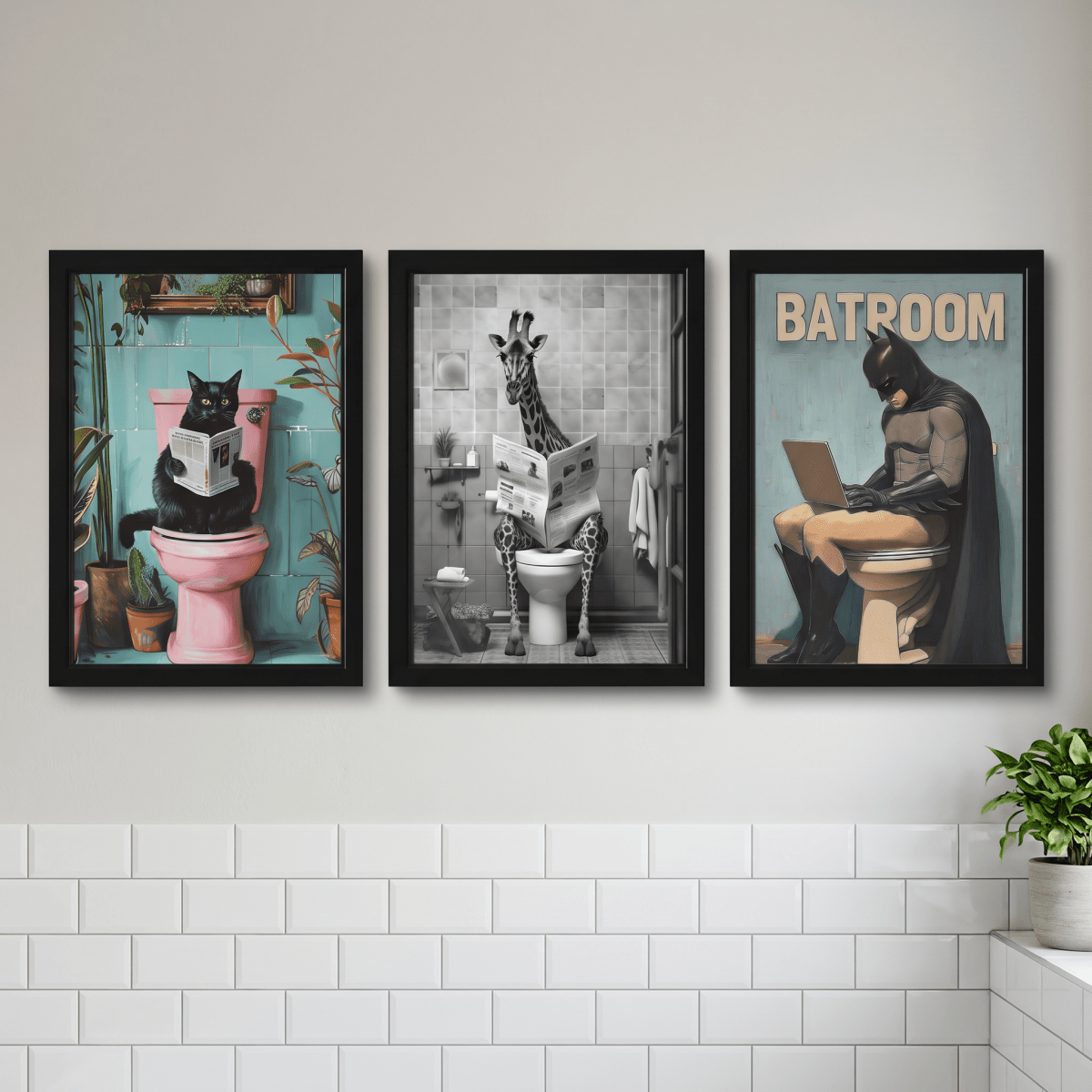 Bathroom Humor Wall Art Trio - Figi Home