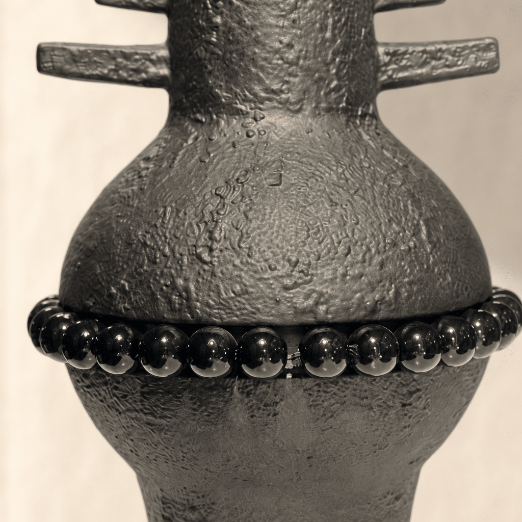 Beaded black Urn - Figi Home