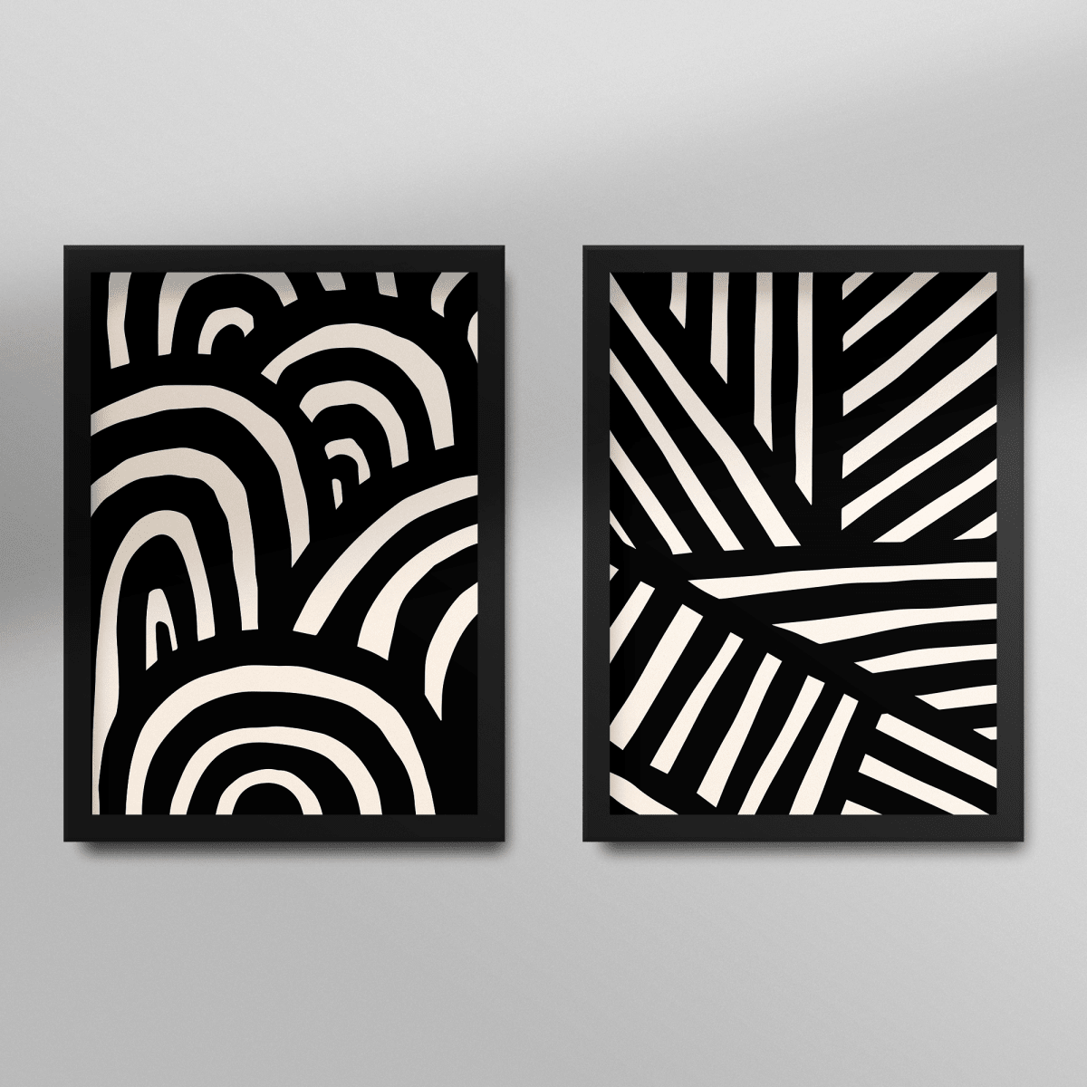 Black & Cream Abstract Line Art – Set of 2 - Figi Home