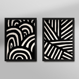 Black & Cream Abstract Line Art – Set of 2 - Figi Home
