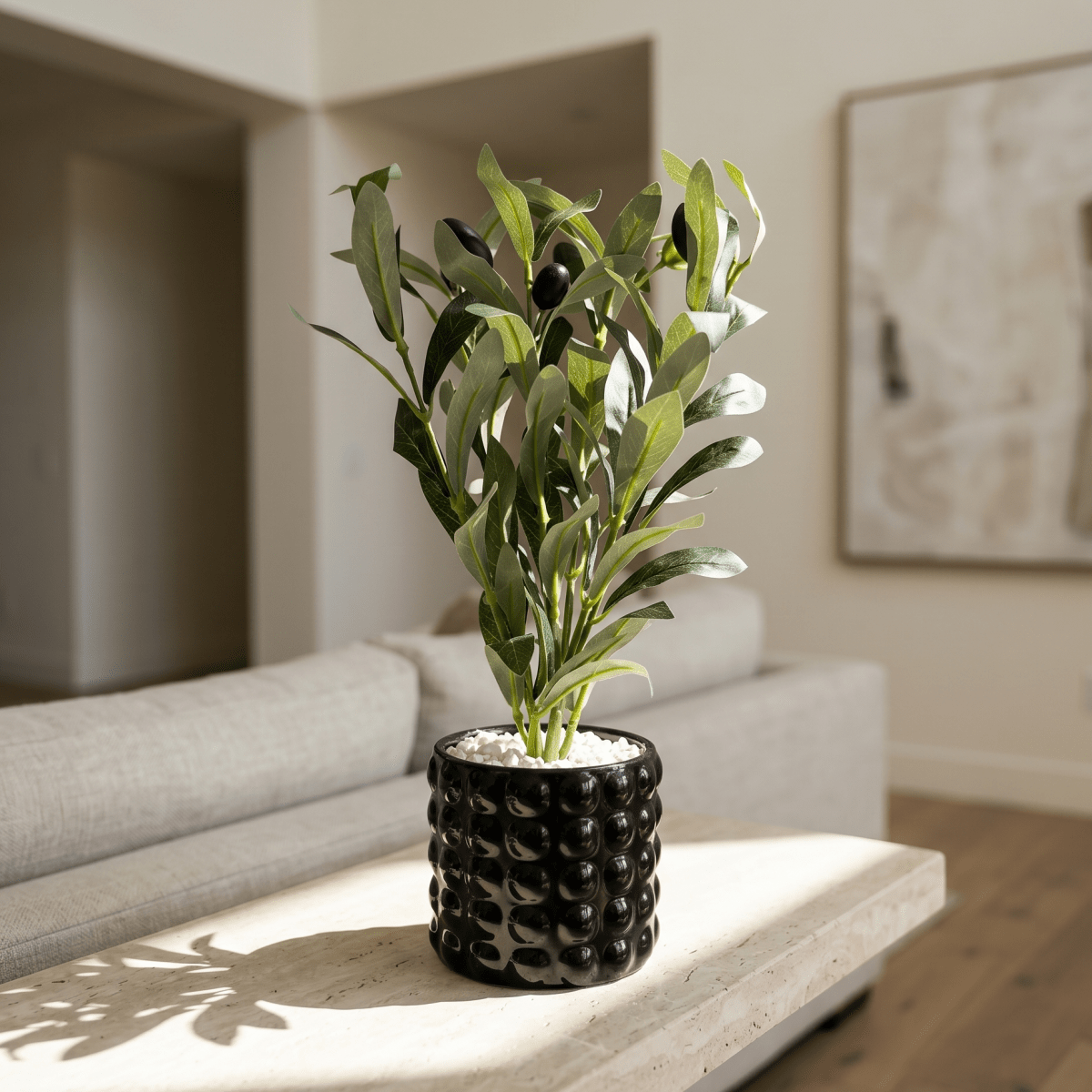 Black Mini Olive Branch Pot - Figi Home
