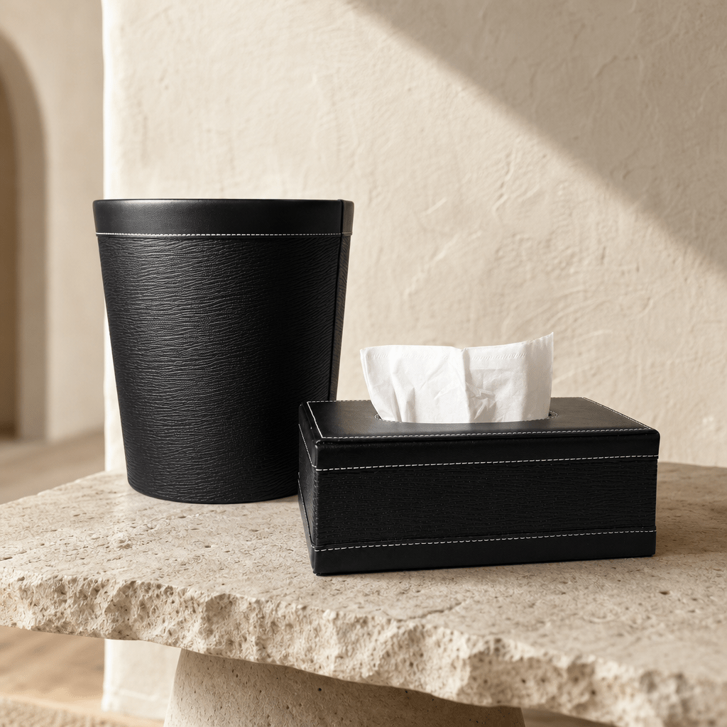 Black Stitched Desk Set - Figi Home