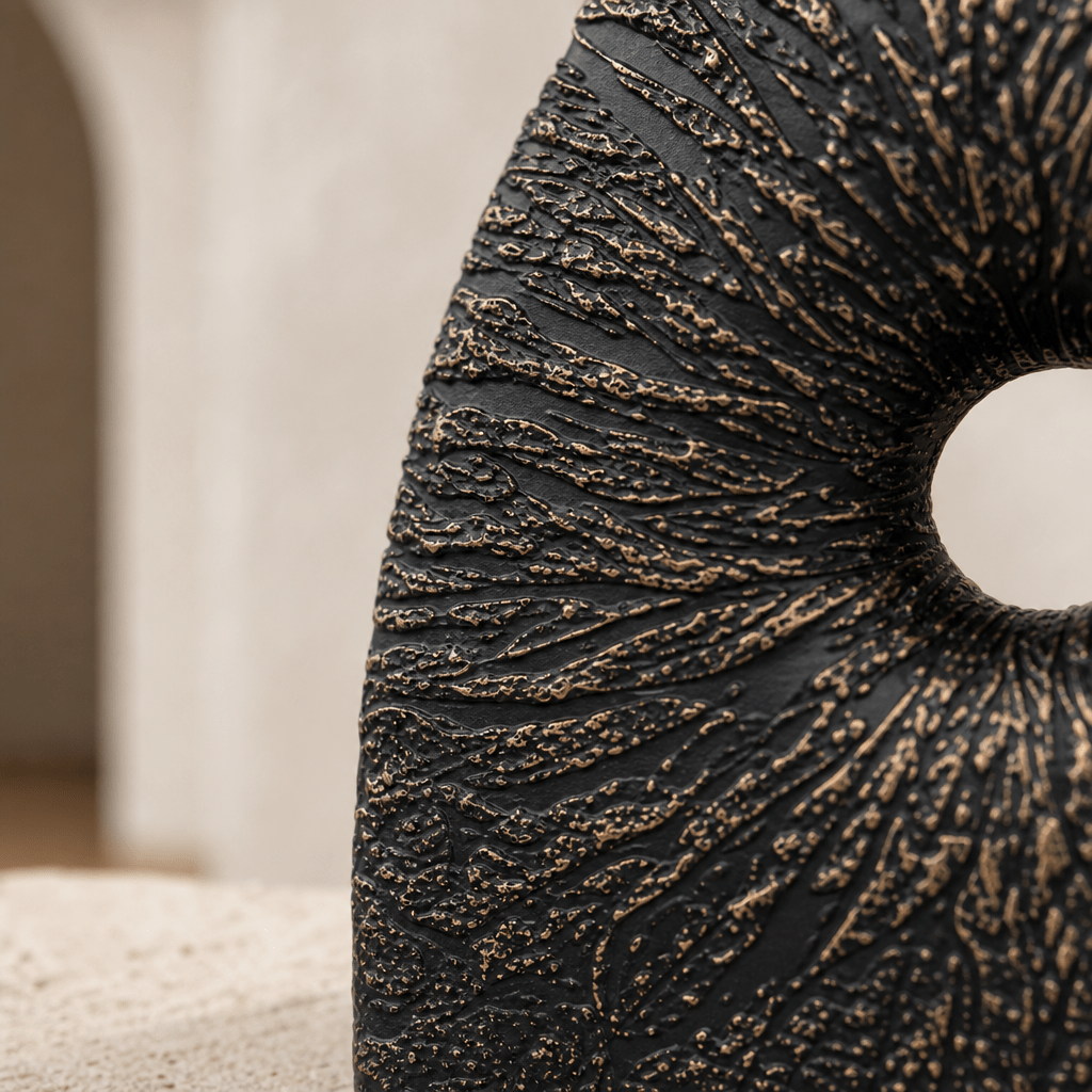 Black Textured Hole Vase - Figi Home