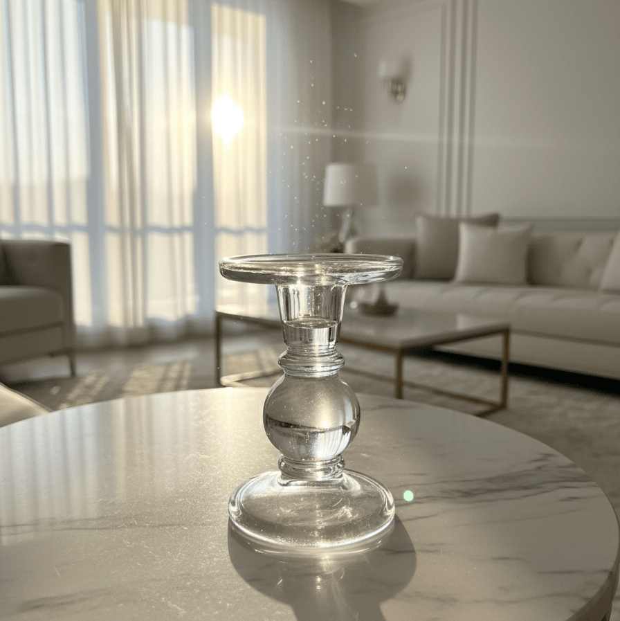 Clear Glass Candle Holder - Figi Home