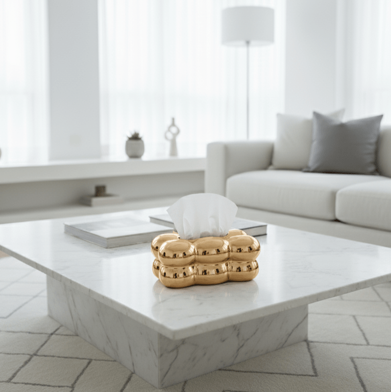 Cloud Chrome Tissue Box - Figi Home