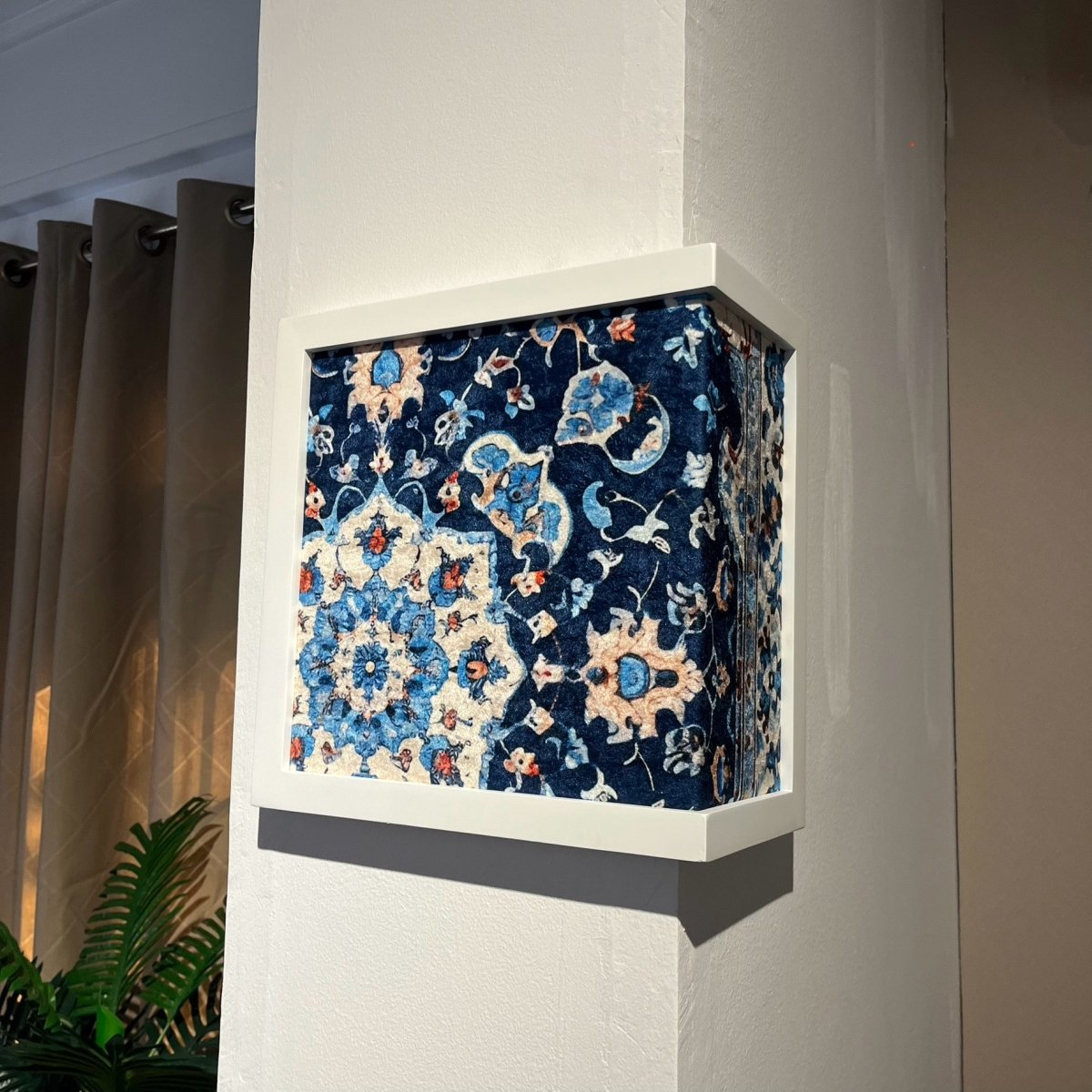 Corner Frame Wall Art – Blue Floral Design - Figi Home