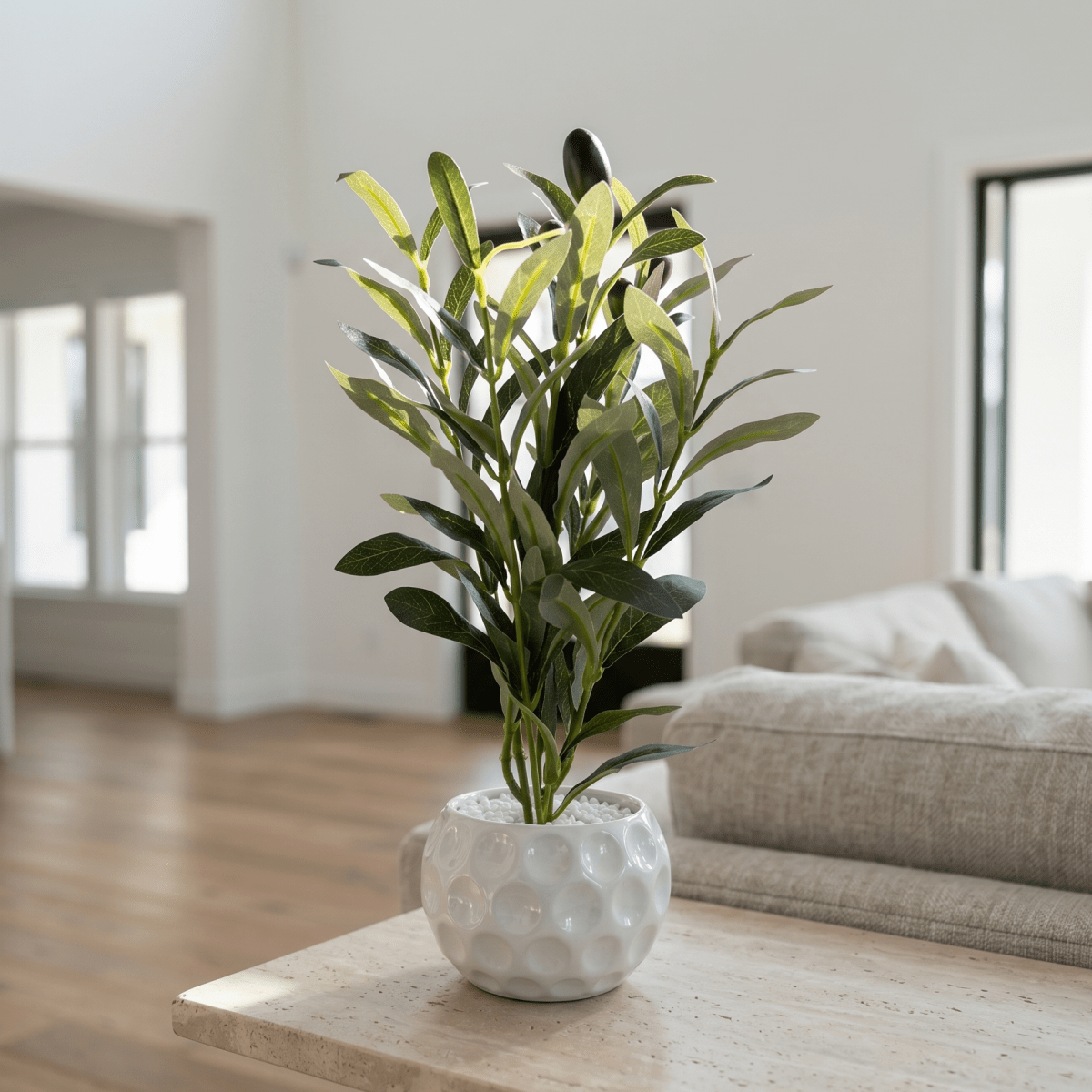 Dimple White Mini Olive Branch Pot - Figi Home