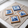 Dutch Delft Blue Framed Coasters Set - Figi Home