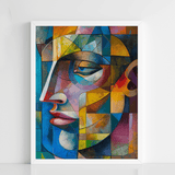 Fragmented Portrait in Blue - Figi Home