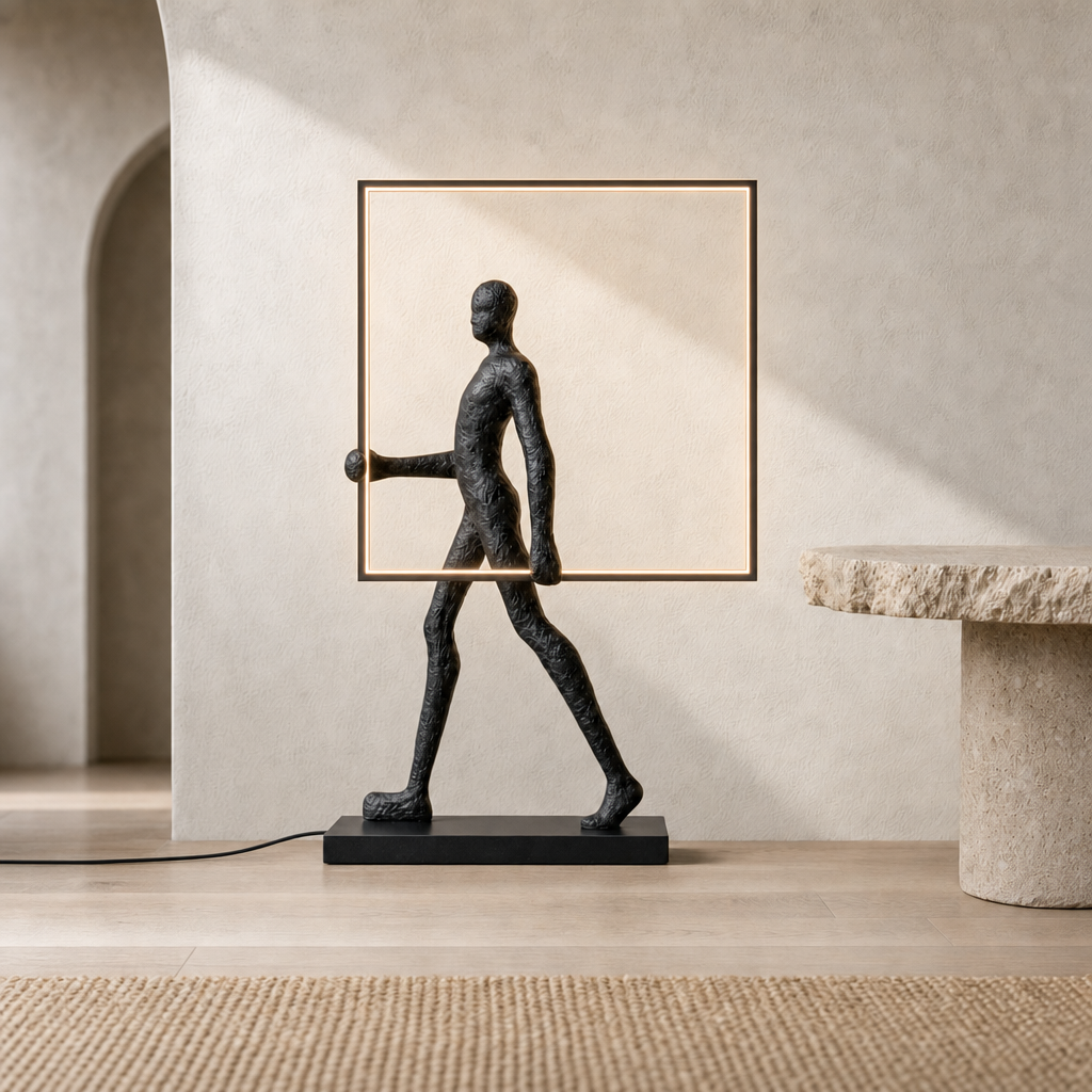 Framed Figure Sculpture, 150 cm illuminated floor sculpture