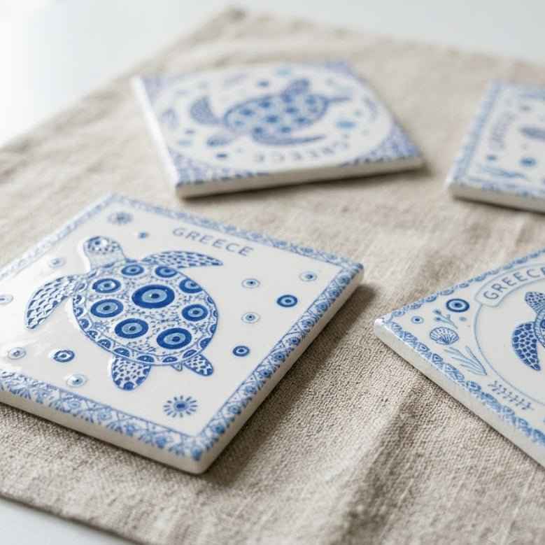 Greece Turtle Coasters Set