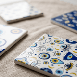 Greek Eye Square Coasters Set - Figi Home