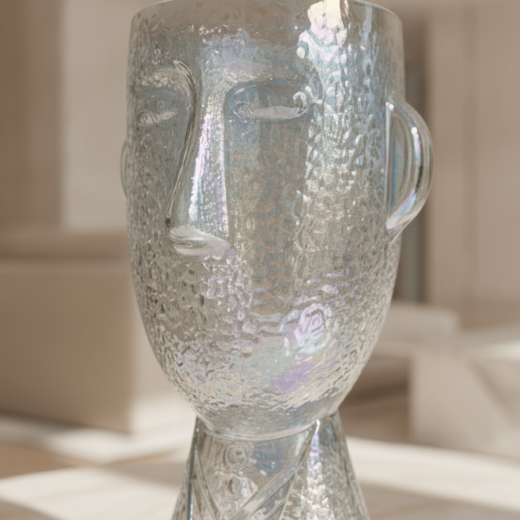 Iridescent Stylized Head Sculptural Vase - Figi Home