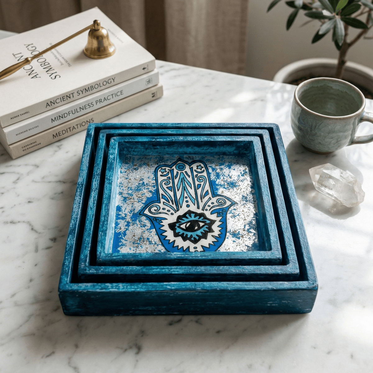 Khamsa Hamsa Decorative Tray Set (3 pcs) - Figi Home