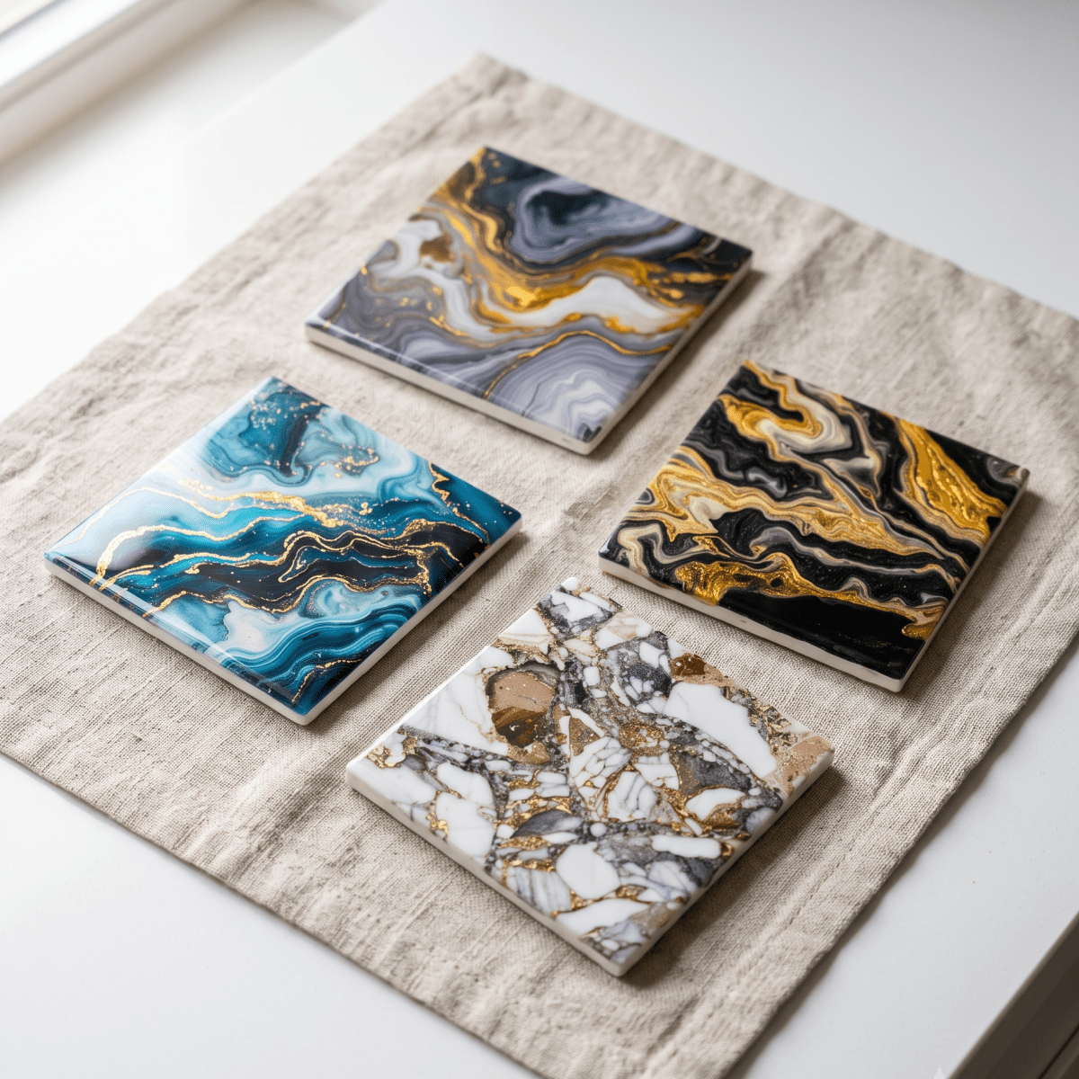 Luxury Fluid Marble Coasters Set - Figi Home