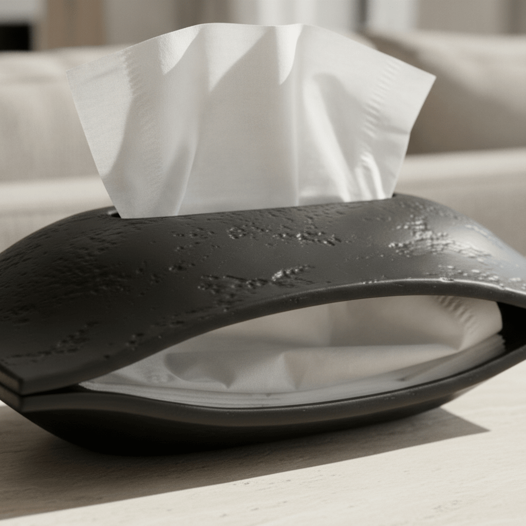 Matte Black Wavy Tissue Box Holder - Figi Home