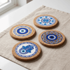 Mediterranean Hamsa Cork Coasters Set - Figi Home