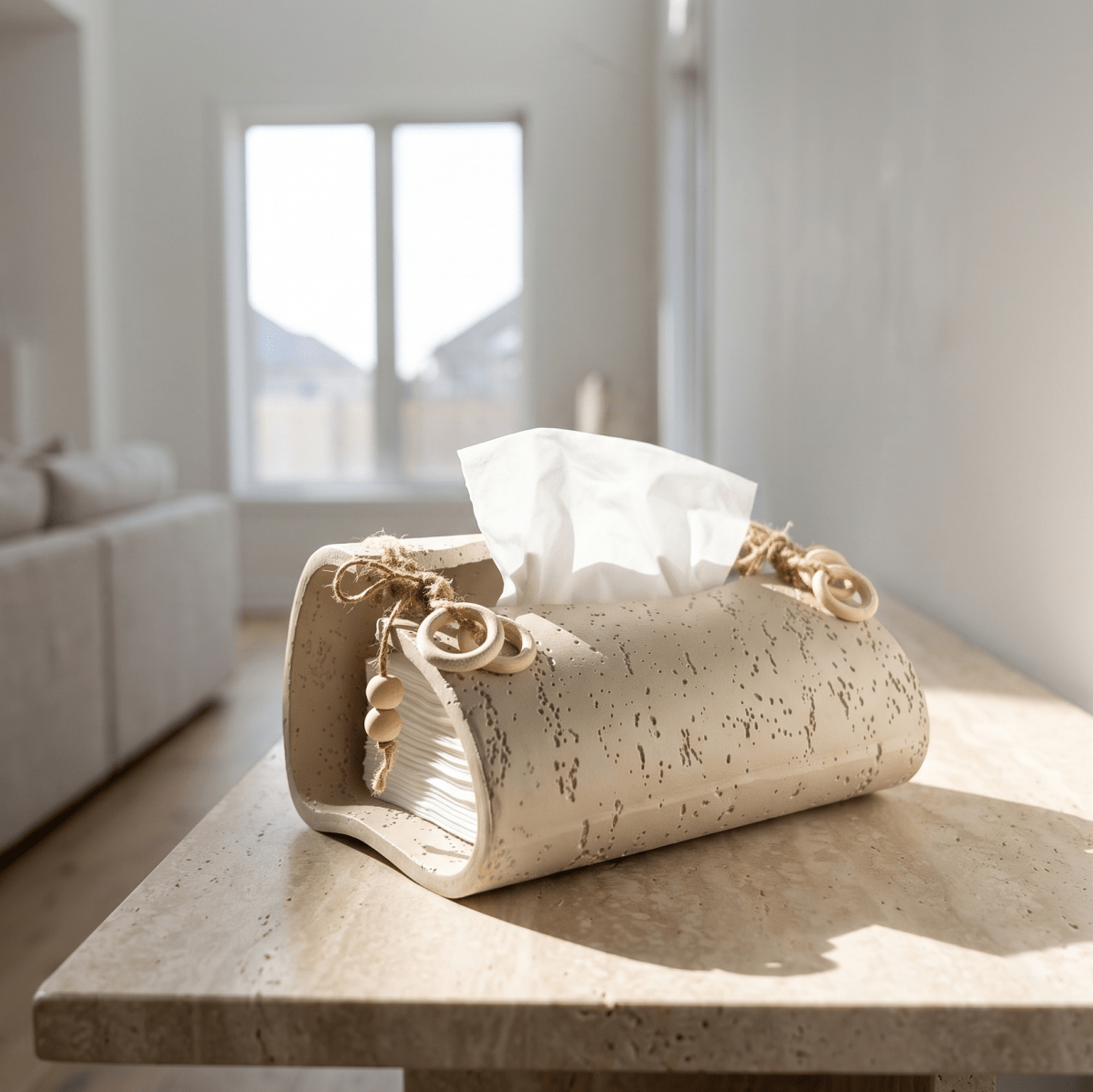 Modern Textured Scroll Tissue Holder - Figi Home