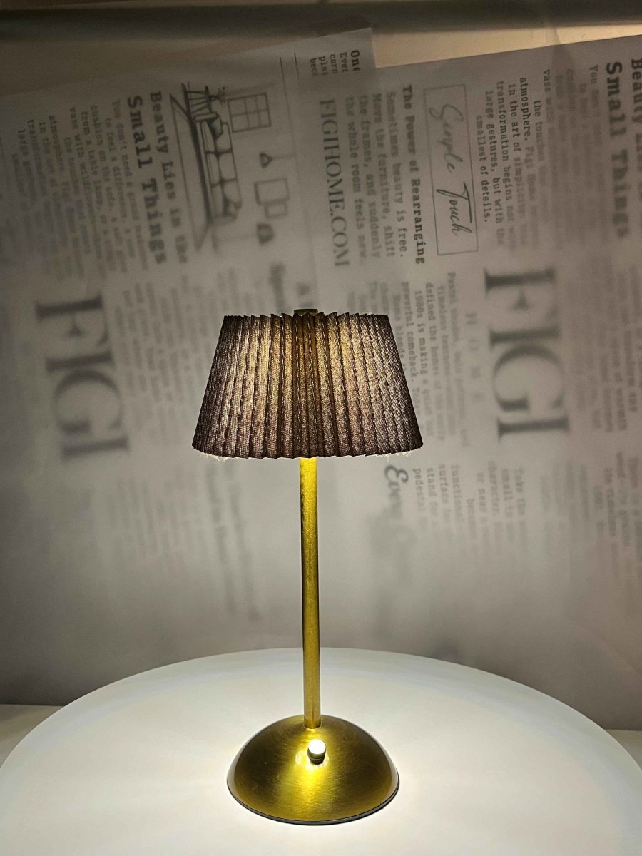 NOIR Pleated Brass Lam - Figi Home