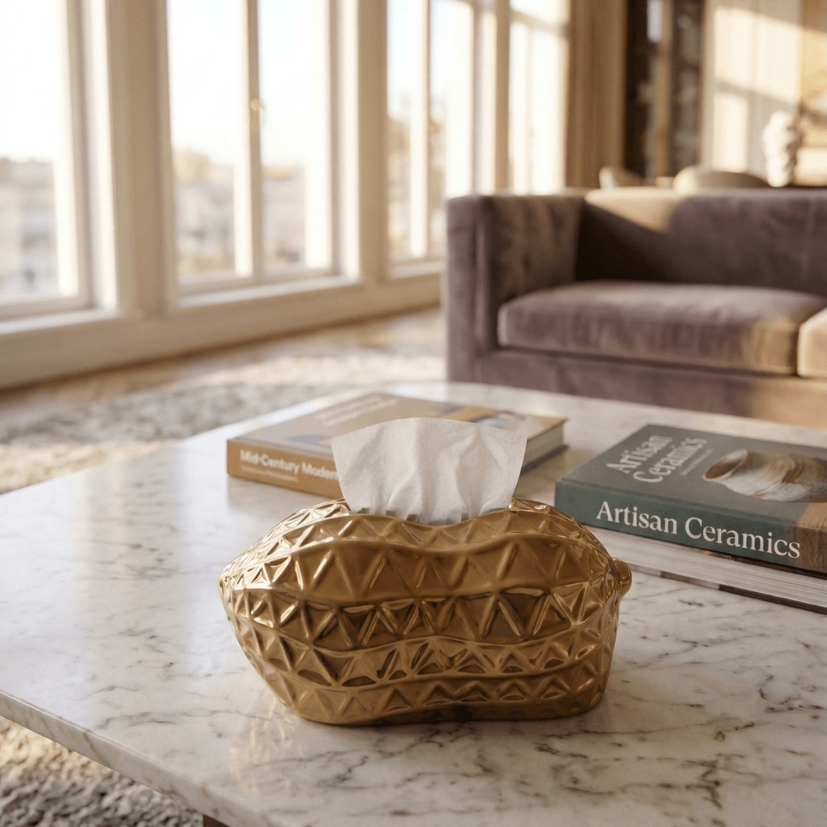 Peanut Ceramic Tissue Box - Figi Home