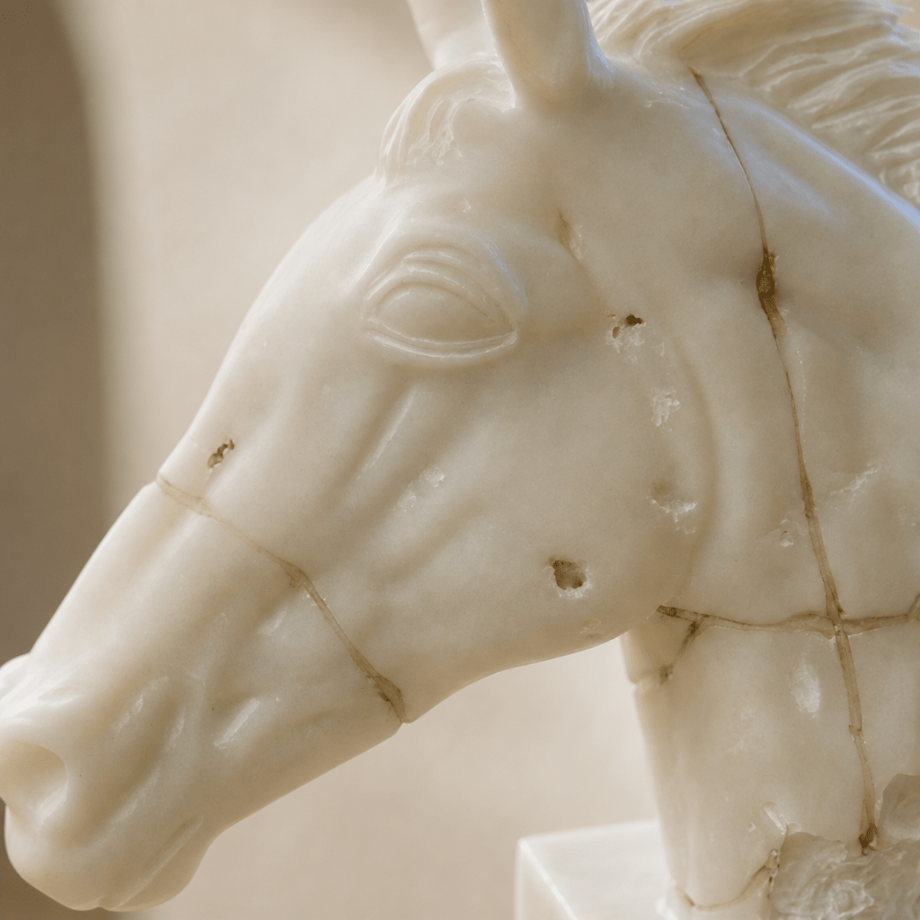 Premium Cream Marble Horse Head - Figi Home