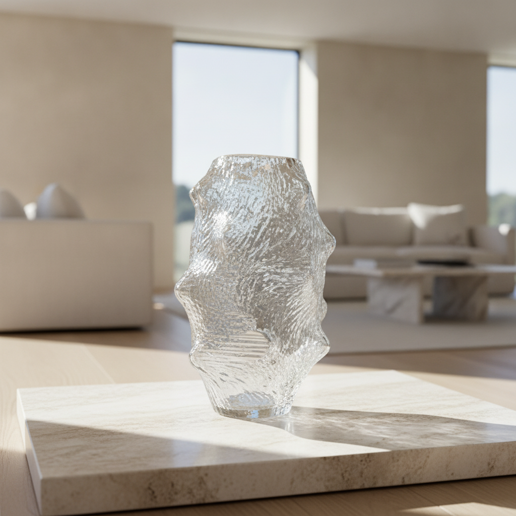 Textured Clear Glass Vase