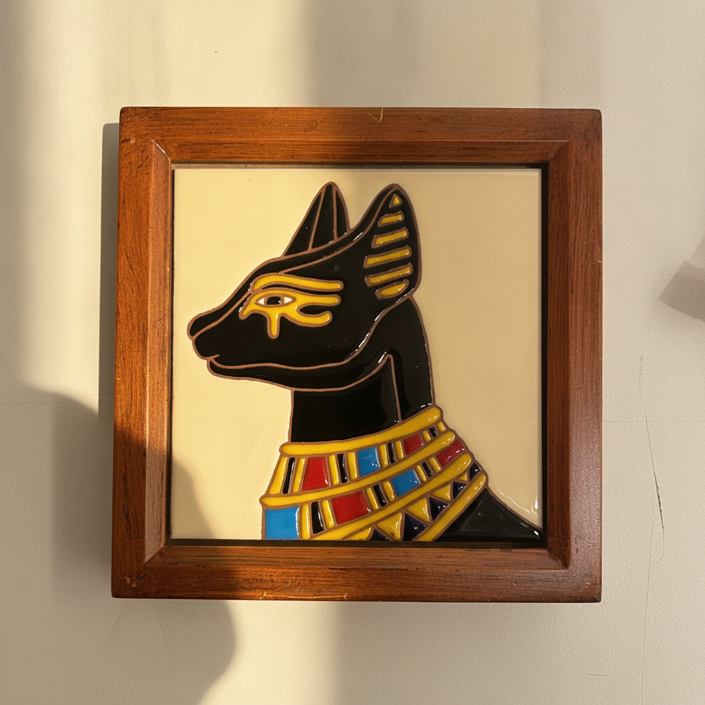 Anubis Framed Ceramic Tile