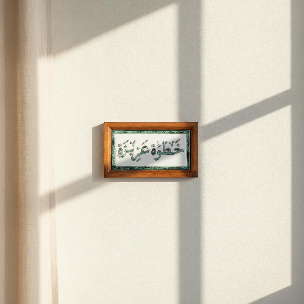 خطوة عزيزة-Framed Ceramic Tile Green
