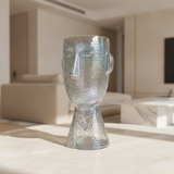 Iridescent Stylized Head Sculptural Vase