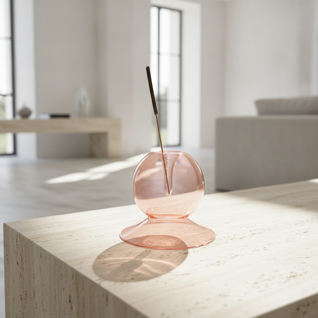 Pink Glass Incense Holder